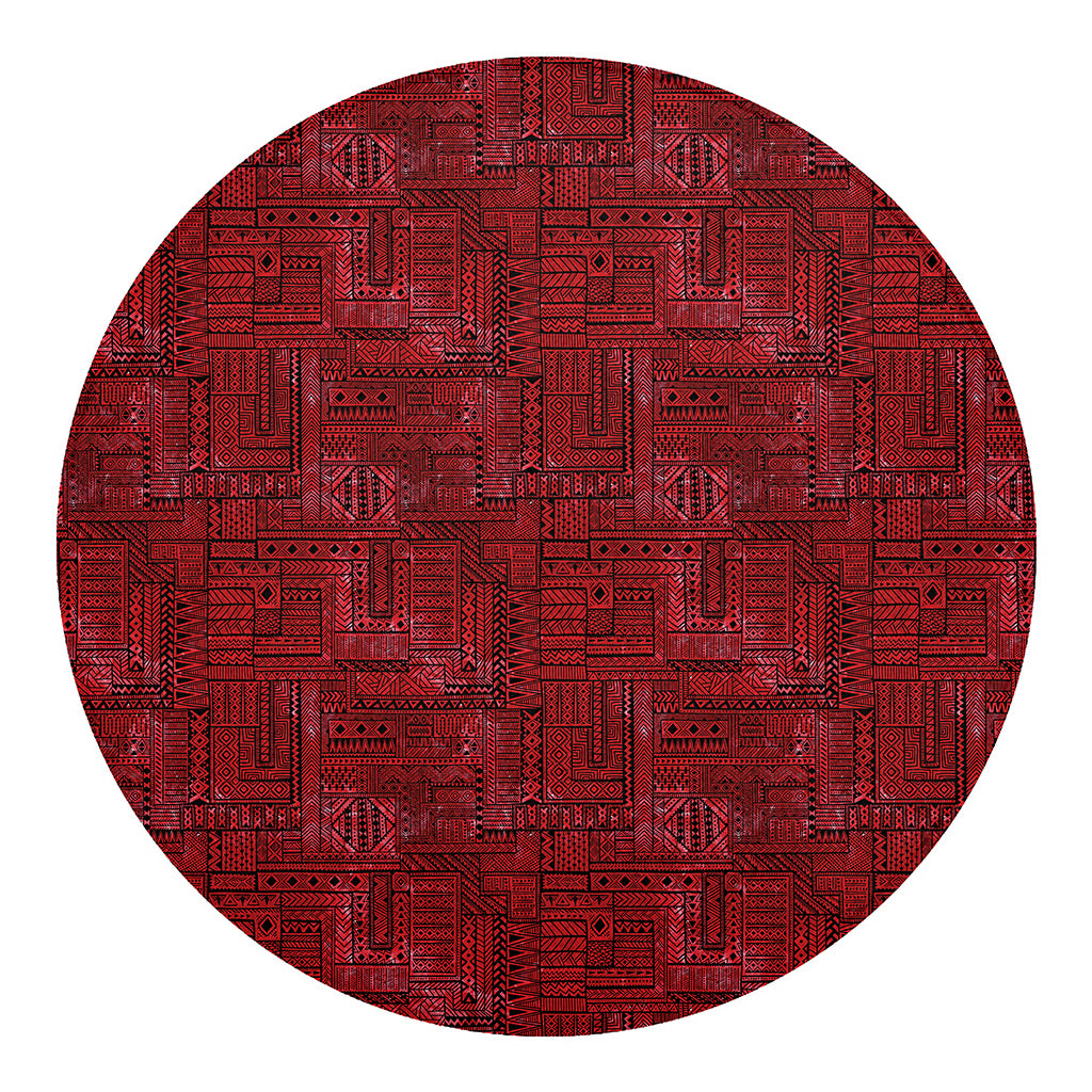 Red And Black African Ethnic Print Round Blanket