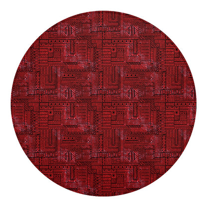 Red And Black African Ethnic Print Round Blanket