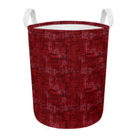 Red And Black African Ethnic Print Round Laundry Basket