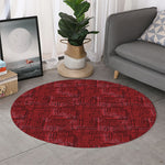Red And Black African Ethnic Print Round Rug