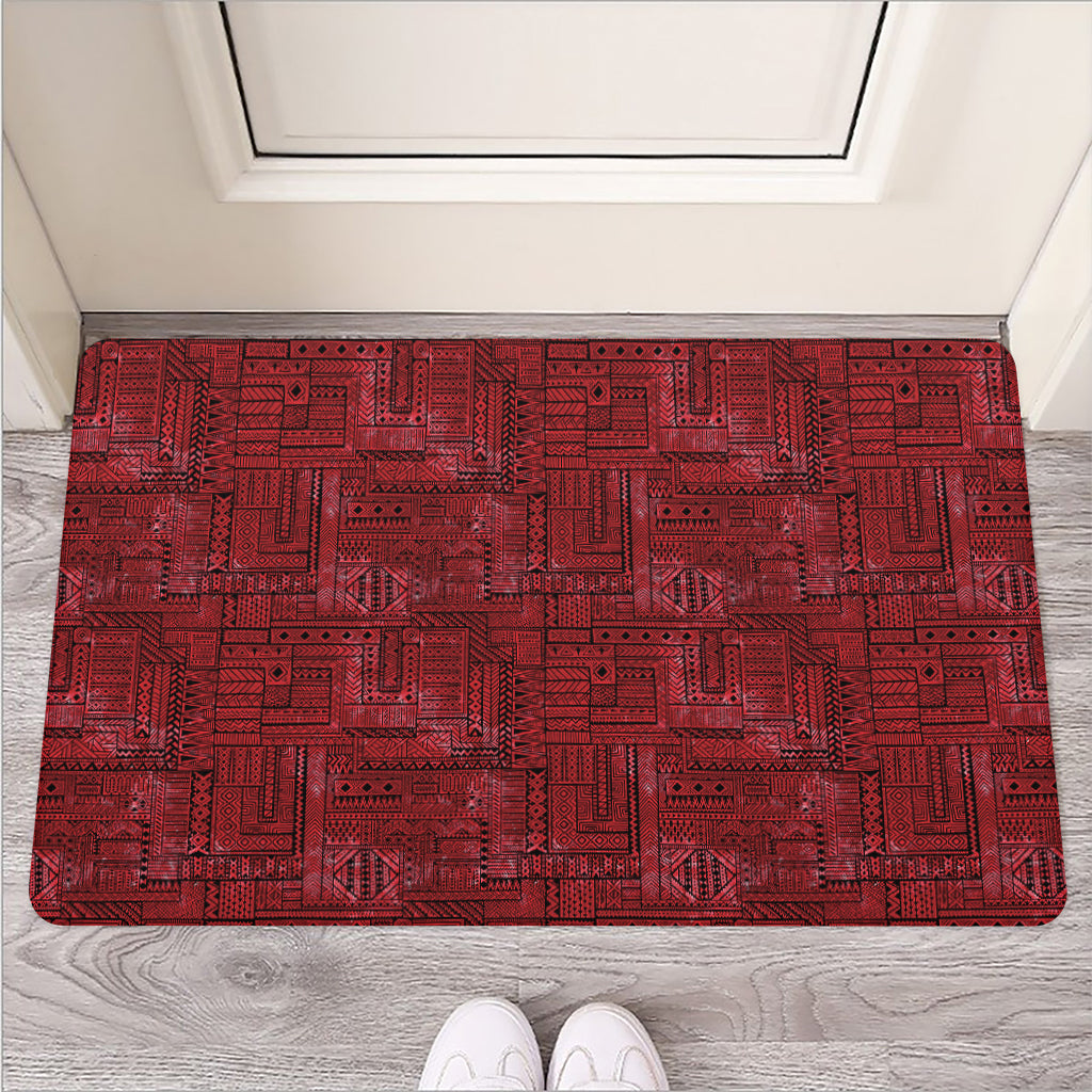 Red And Black African Ethnic Print Rubber Doormat