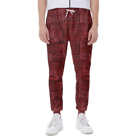 Red And Black African Ethnic Print Scuba Joggers