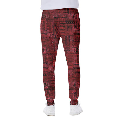 Red And Black African Ethnic Print Scuba Joggers