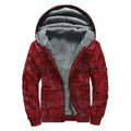 Red And Black African Ethnic Print Sherpa Lined Zip Up Hoodie