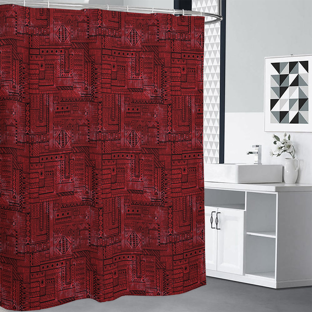 Red And Black African Ethnic Print Shower Curtain