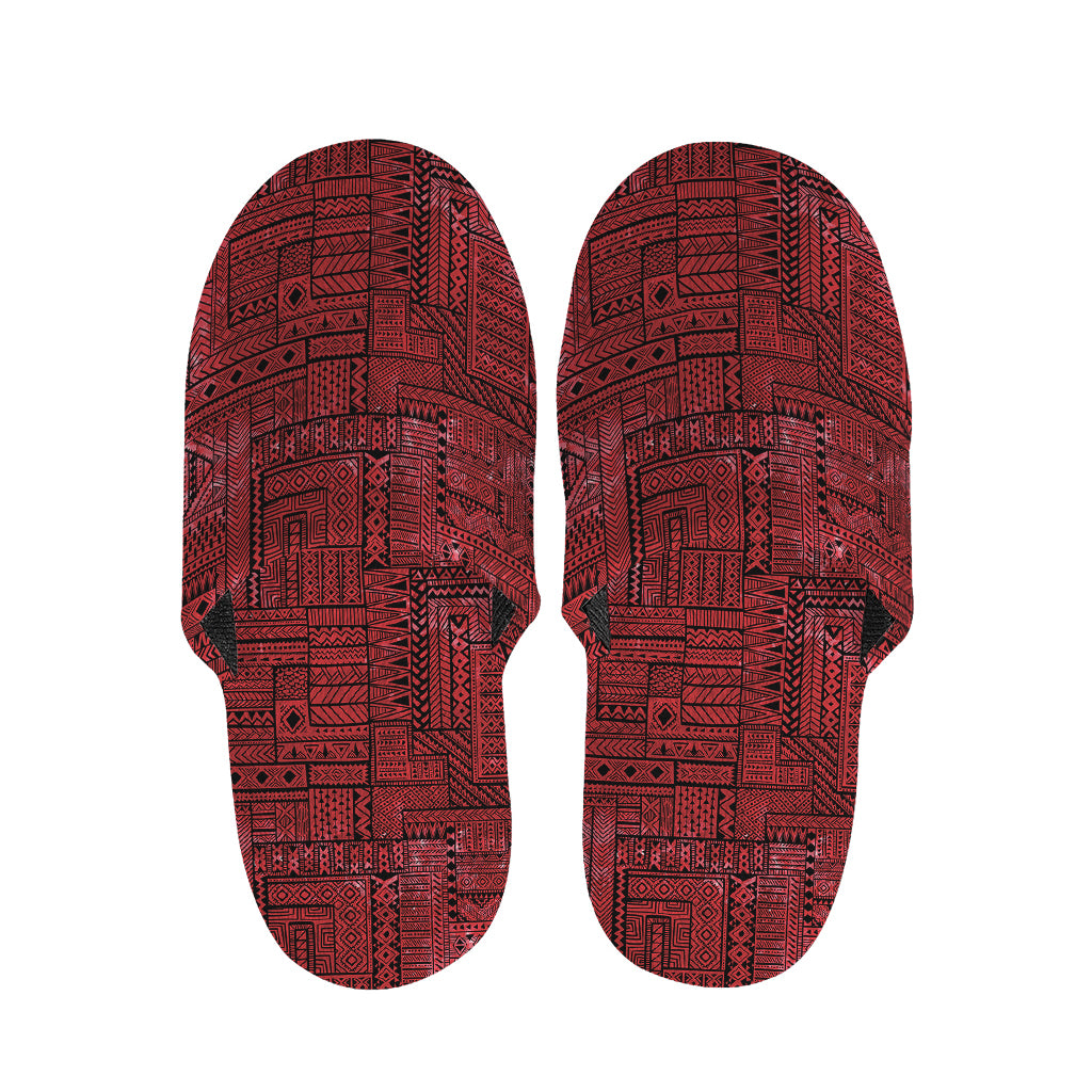 Red And Black African Ethnic Print Slippers