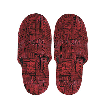 Red And Black African Ethnic Print Slippers