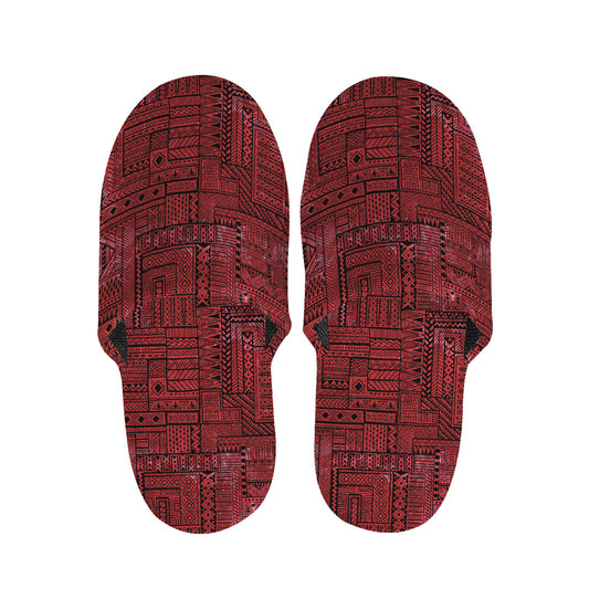 Red And Black African Ethnic Print Slippers