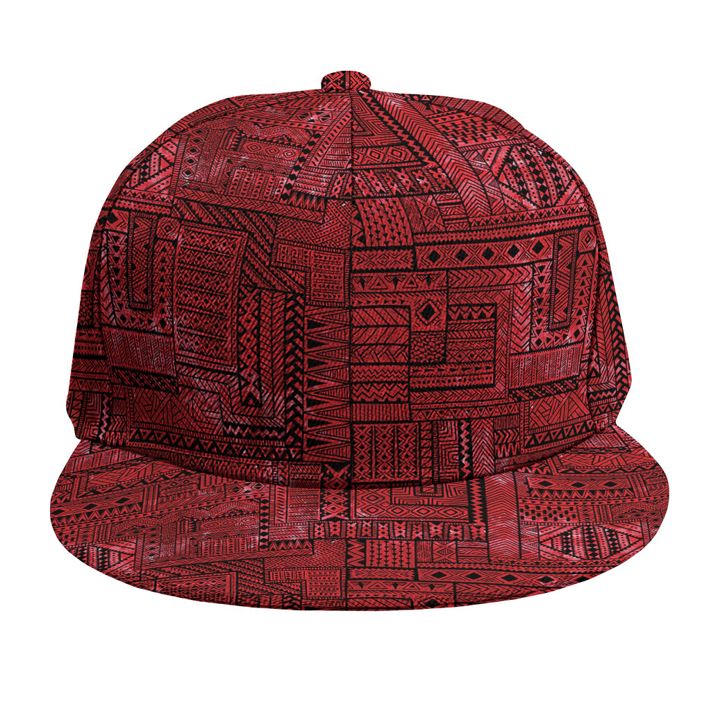 Red And Black African Ethnic Print Snapback Cap