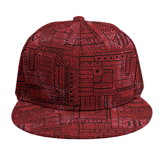 Red And Black African Ethnic Print Snapback Cap