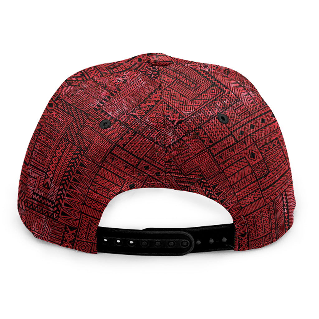 Red And Black African Ethnic Print Snapback Cap