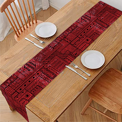 Red And Black African Ethnic Print Table Runner