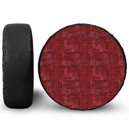 Red And Black African Ethnic Print Tire Cover