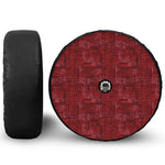 Red And Black African Ethnic Print Tire Cover With Camera Hole