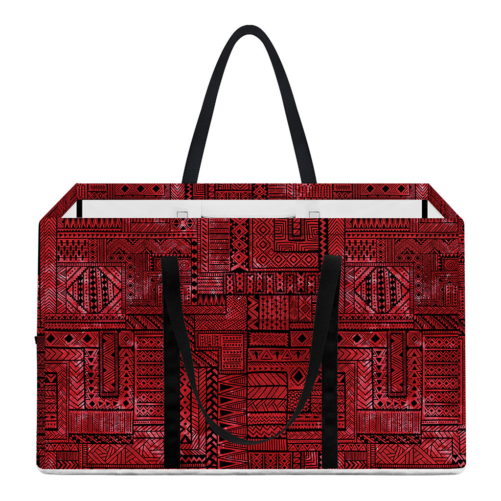 Red And Black African Ethnic Print Utility Tote Bag