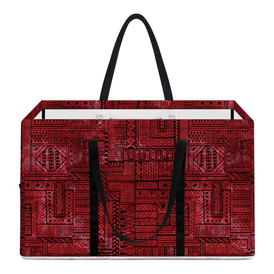 Red And Black African Ethnic Print Utility Tote Bag