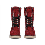 Red And Black African Ethnic Print Winter Boots