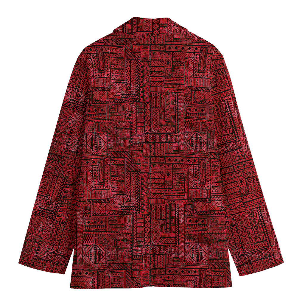 Red And Black African Ethnic Print Women's Blazer