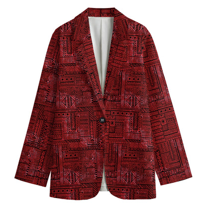 Red And Black African Ethnic Print Women's Cotton Blazer