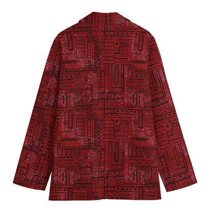 Red And Black African Ethnic Print Women's Cotton Blazer