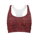 Red And Black African Ethnic Print Women's Sports Bra
