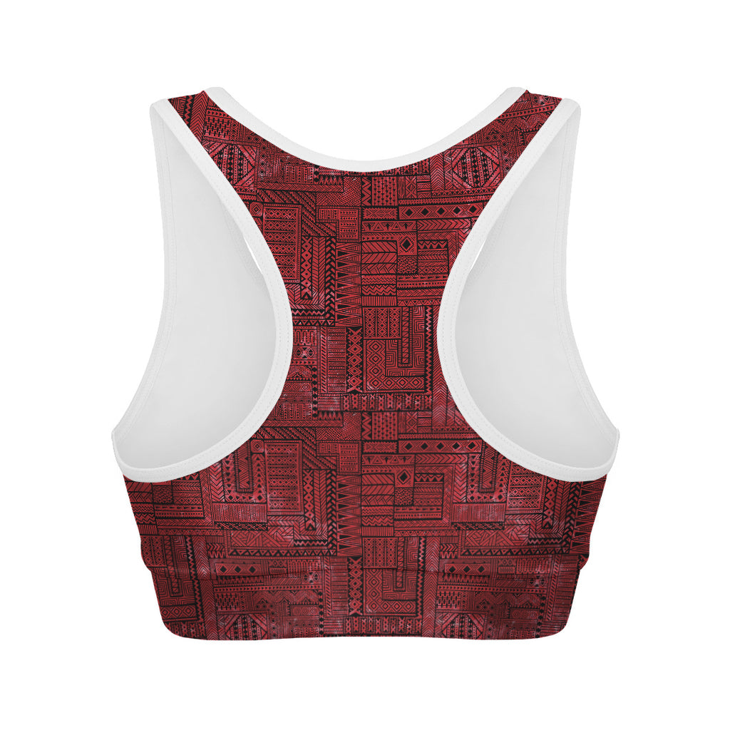 Red And Black African Ethnic Print Women's Sports Bra