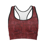Red And Black African Ethnic Print Women's Sports Bra