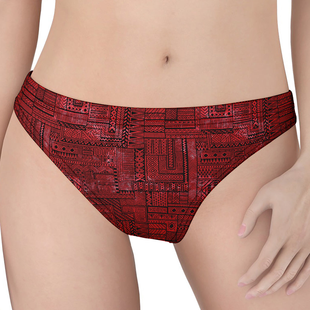 Red And Black African Ethnic Print Women's Thong