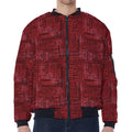 Red And Black African Ethnic Print Zip Sleeve Bomber Jacket