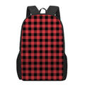 Red And Black Buffalo Check Print 17 Inch Backpack