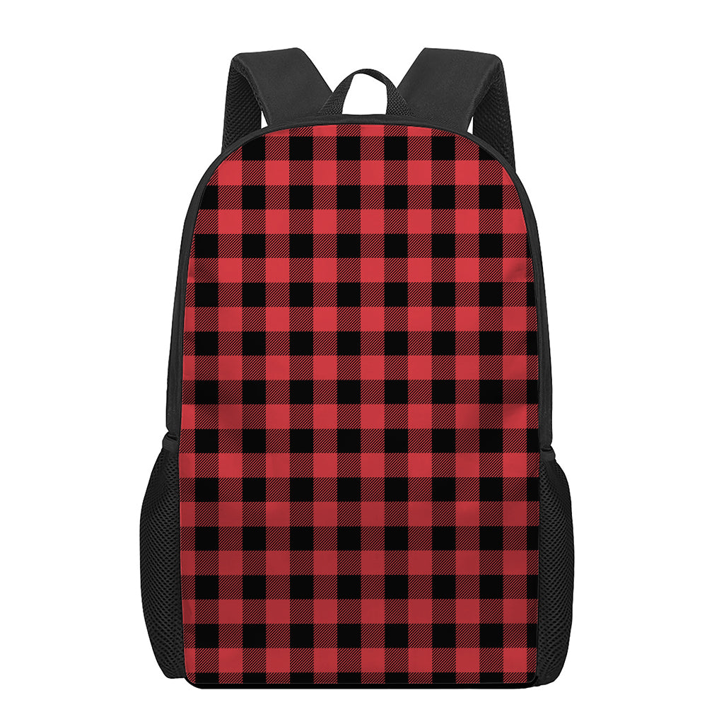 Red And Black Buffalo Check Print 17 Inch Backpack
