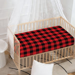 Red And Black Buffalo Check Print Baby Crib Sheet