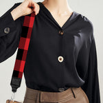 Red And Black Buffalo Check Print Bag Strap