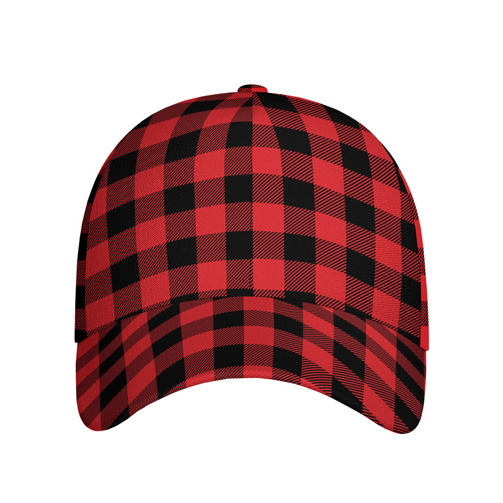 Red And Black Buffalo Check Print Baseball Cap