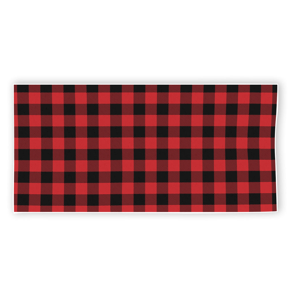 Red And Black Buffalo Check Print Beach Towel