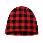 Red And Black Buffalo Check Print Beanie