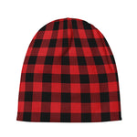 Red And Black Buffalo Check Print Beanie