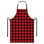 Red And Black Buffalo Check Print Bib Apron With Pocket