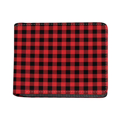 Red And Black Buffalo Check Print Bifold Wallet