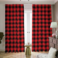 Red And Black Buffalo Check Print Dimout Pencil Pleat Curtains