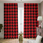 Red And Black Buffalo Check Print Blackout Pencil Pleat Curtains