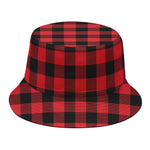 Red And Black Buffalo Check Print Bucket Hat