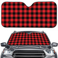 Red And Black Buffalo Check Print Car Windshield Sun Shade