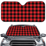 Red And Black Buffalo Check Print Car Windshield Sun Shade