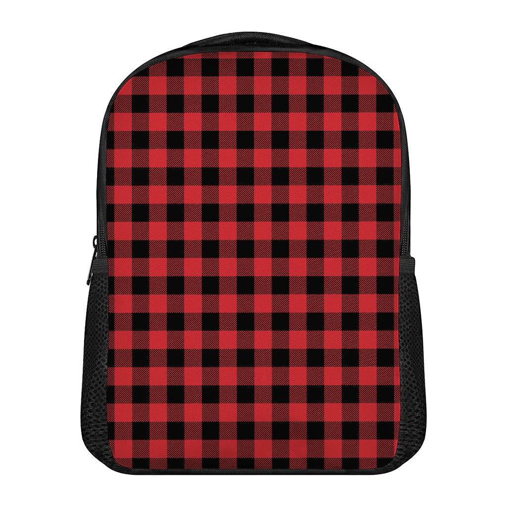 Red And Black Buffalo Check Print Casual Backpack