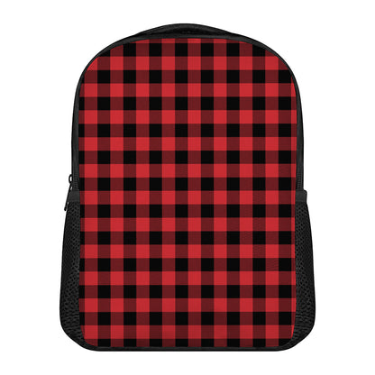 Red And Black Buffalo Check Print Casual Backpack