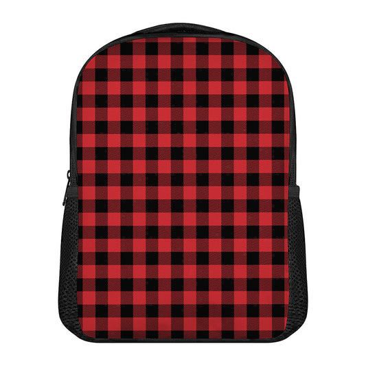 Red And Black Buffalo Check Print Casual Backpack