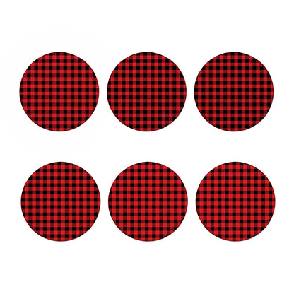 Red And Black Buffalo Check Print Coaster Set