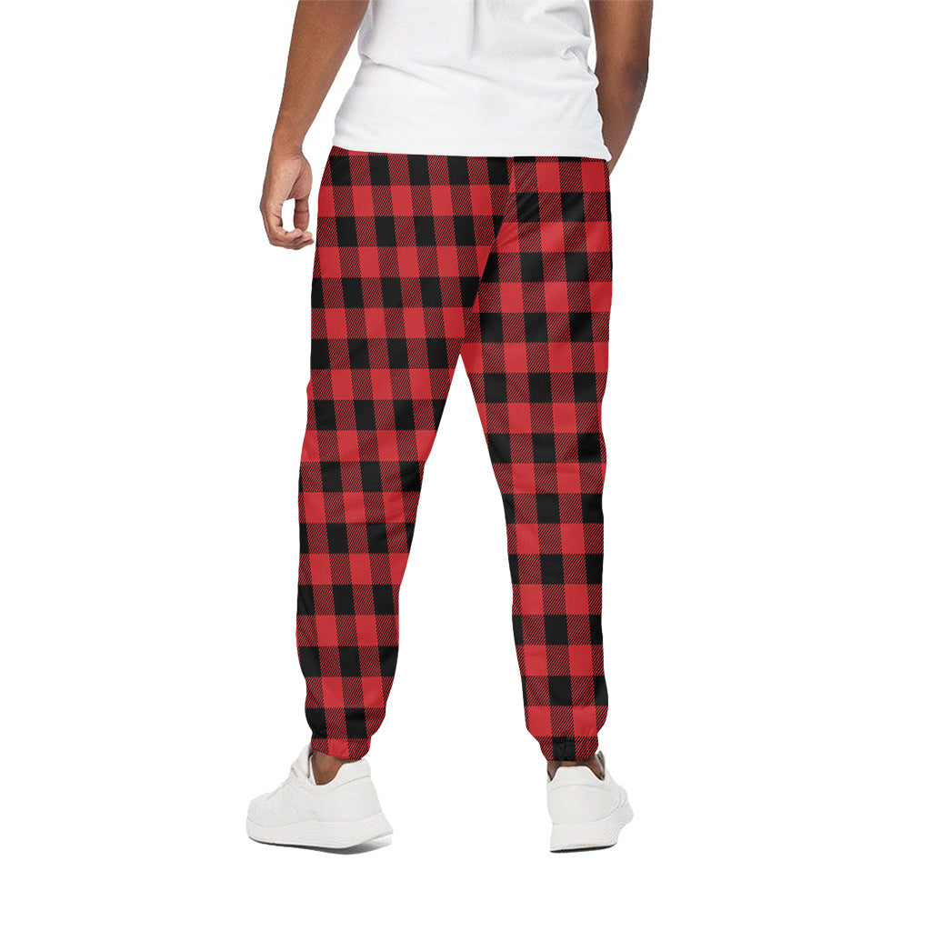 Red And Black Buffalo Check Print Cotton Pants