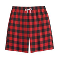 Red And Black Buffalo Check Print Cotton Shorts